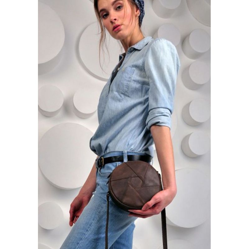 

Кожаная круглая женская сумка BlankNote Бон-Бон BN-BAG-11-o Темно-коричневая