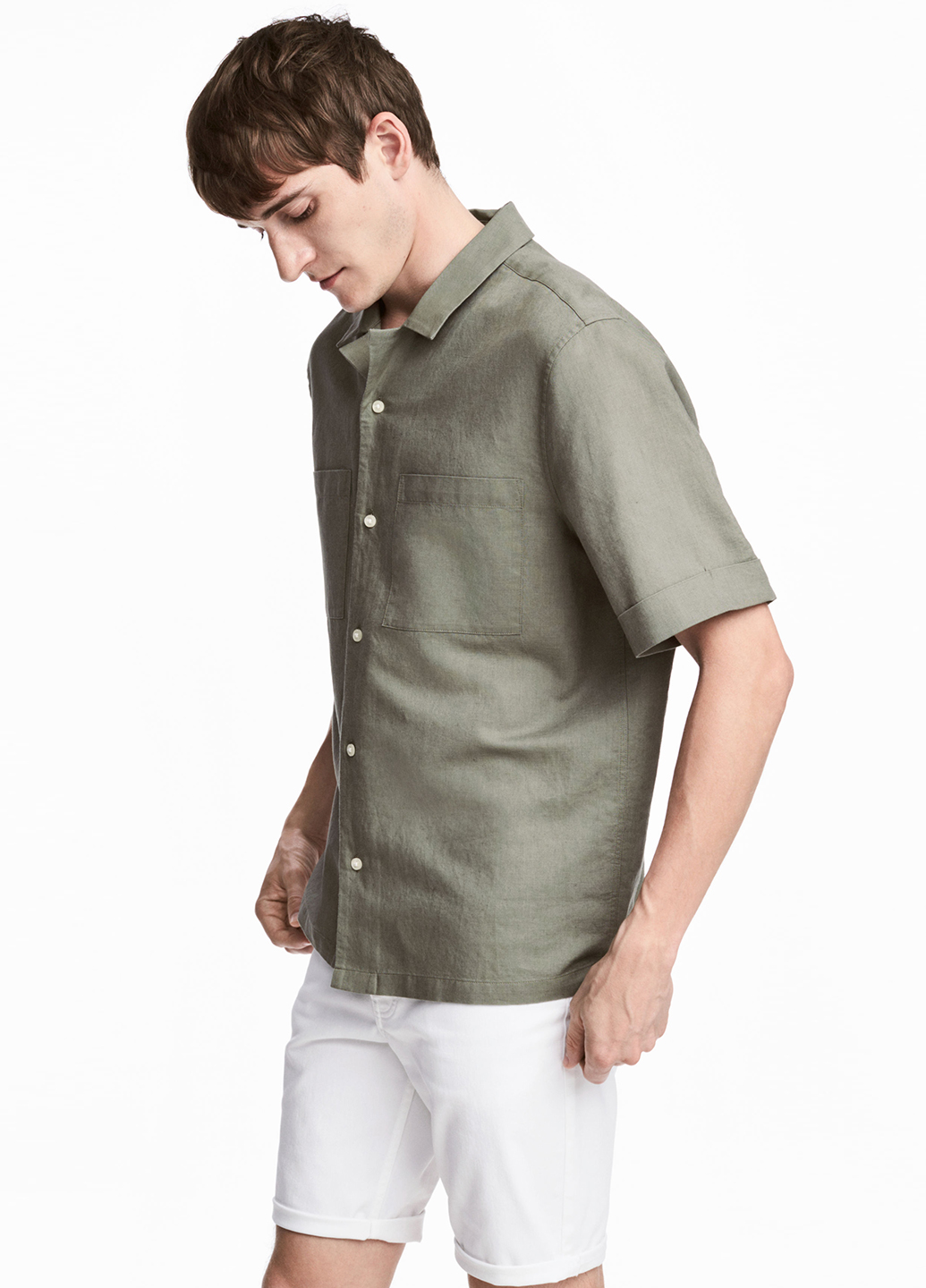 

Рубашка H&M  Хаки 0474654_02, Рубашка H&M S Хаки 0474654_02