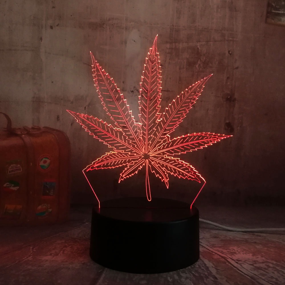 

3D светильник с пультом и аккумулятором 3D Lamp Лист Марихуаны (LP-17863)