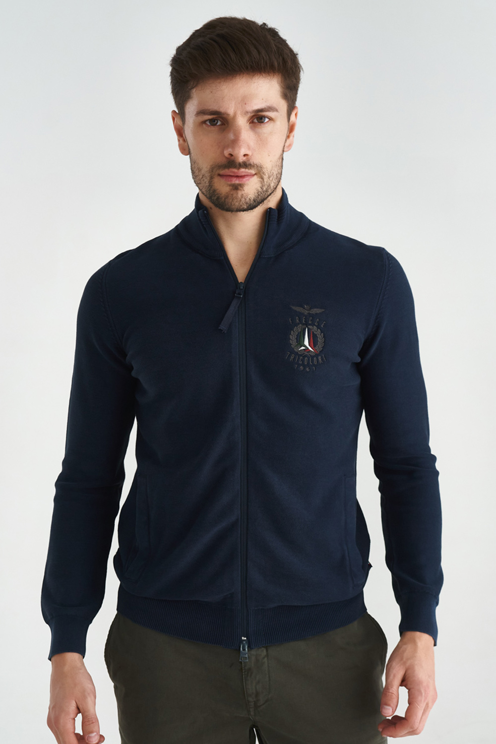 

Темно-синяя теплая кофта из хлопка Aeronautica Militare 3597 L