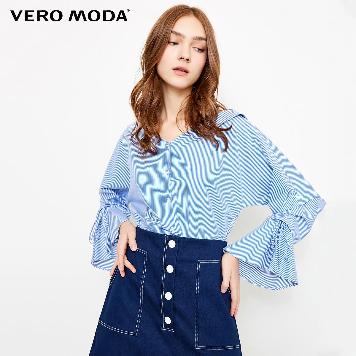 

Блуза Vero Moda 318231586C39 L білий з синім