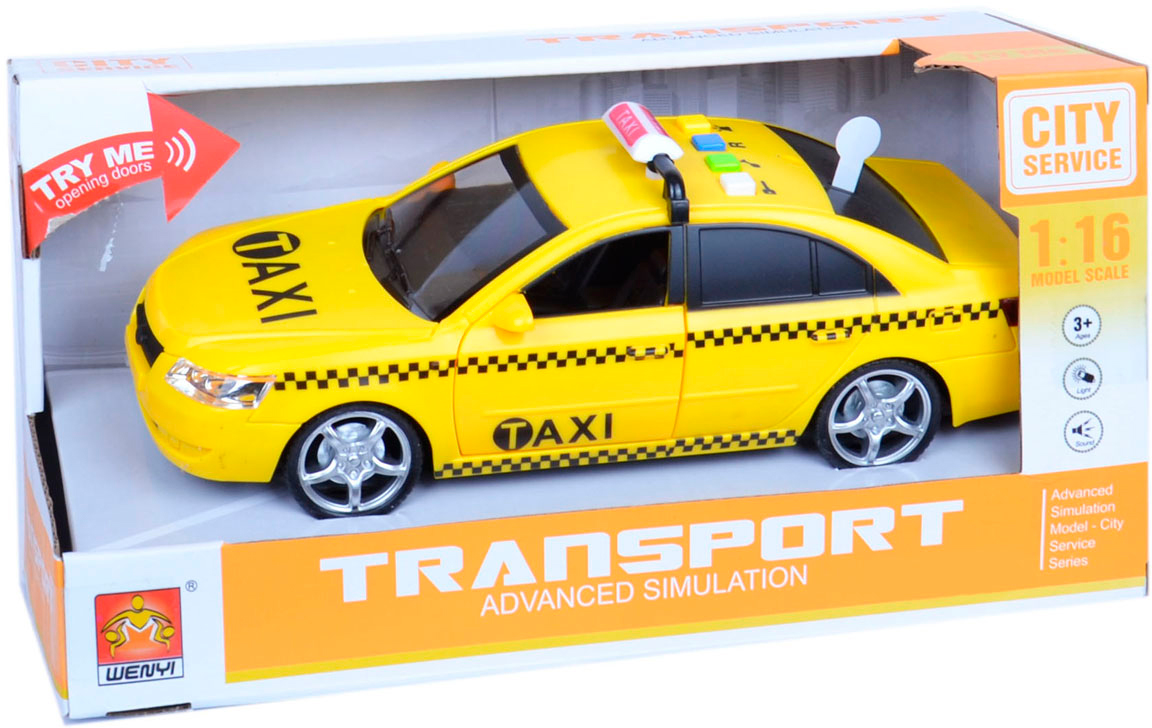 Акция на Машинка инерционная Wenyi Такси со звуком и светом М1:16 (WY-560C) (2722425418380) от Rozetka UA
