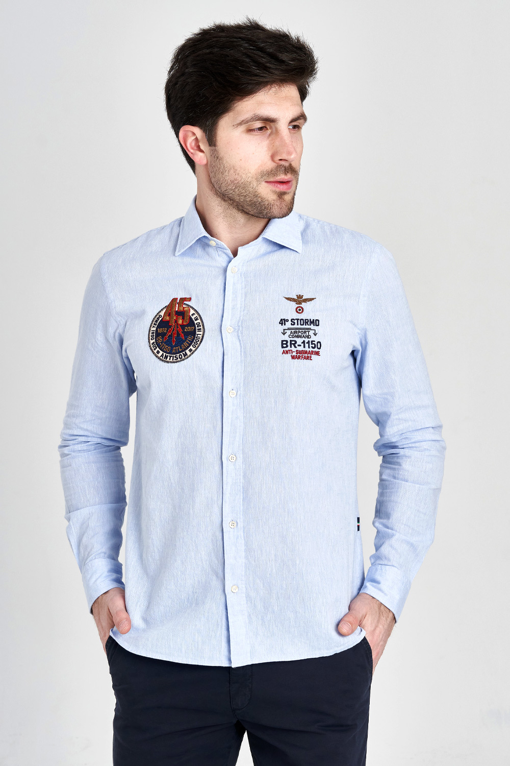 

Голубая мужская рубашка Aeronautica Militare 3137 XXL