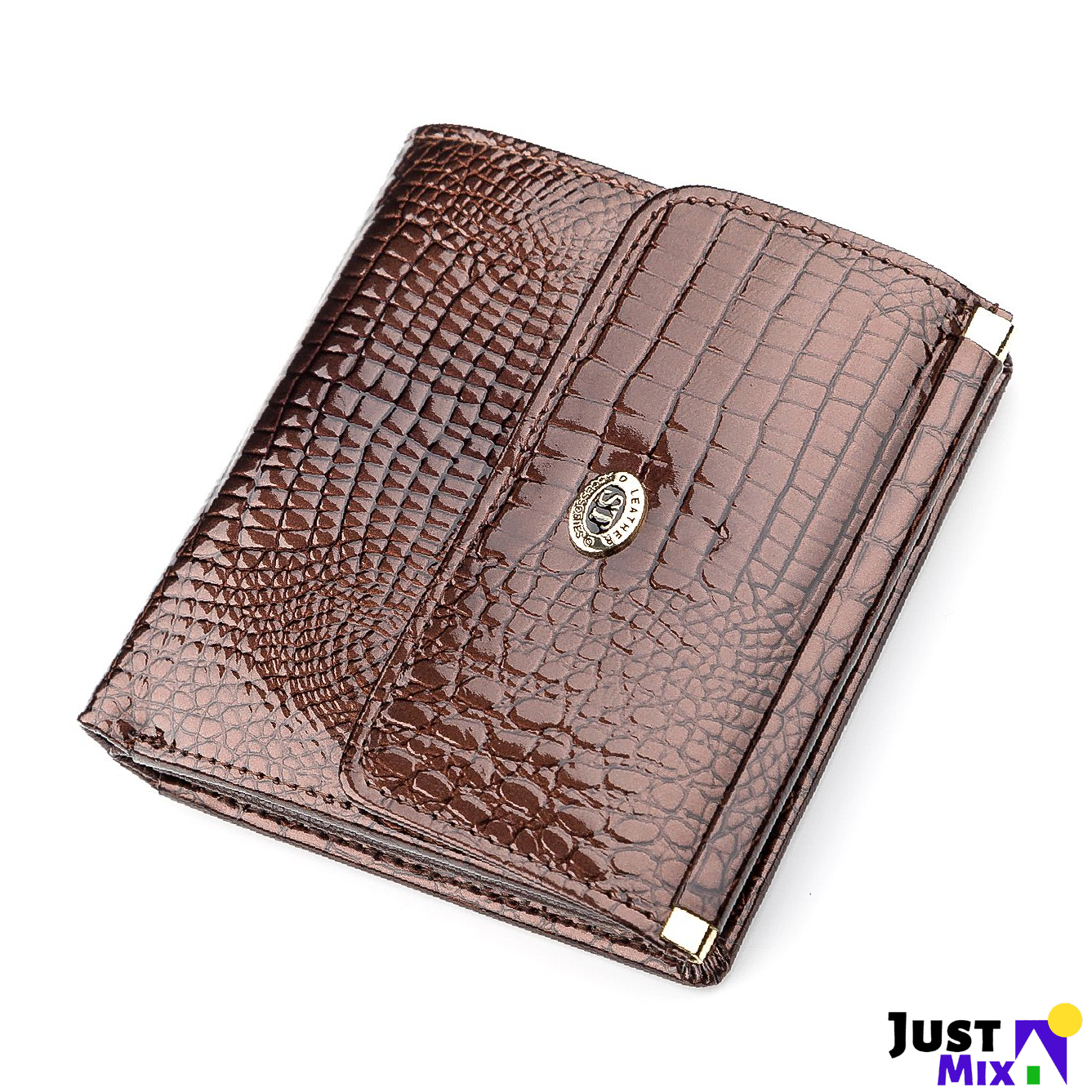 

Кошелек женский стильный для купюр и карточек ST Leather 18354 лакированная кожа Коричневый