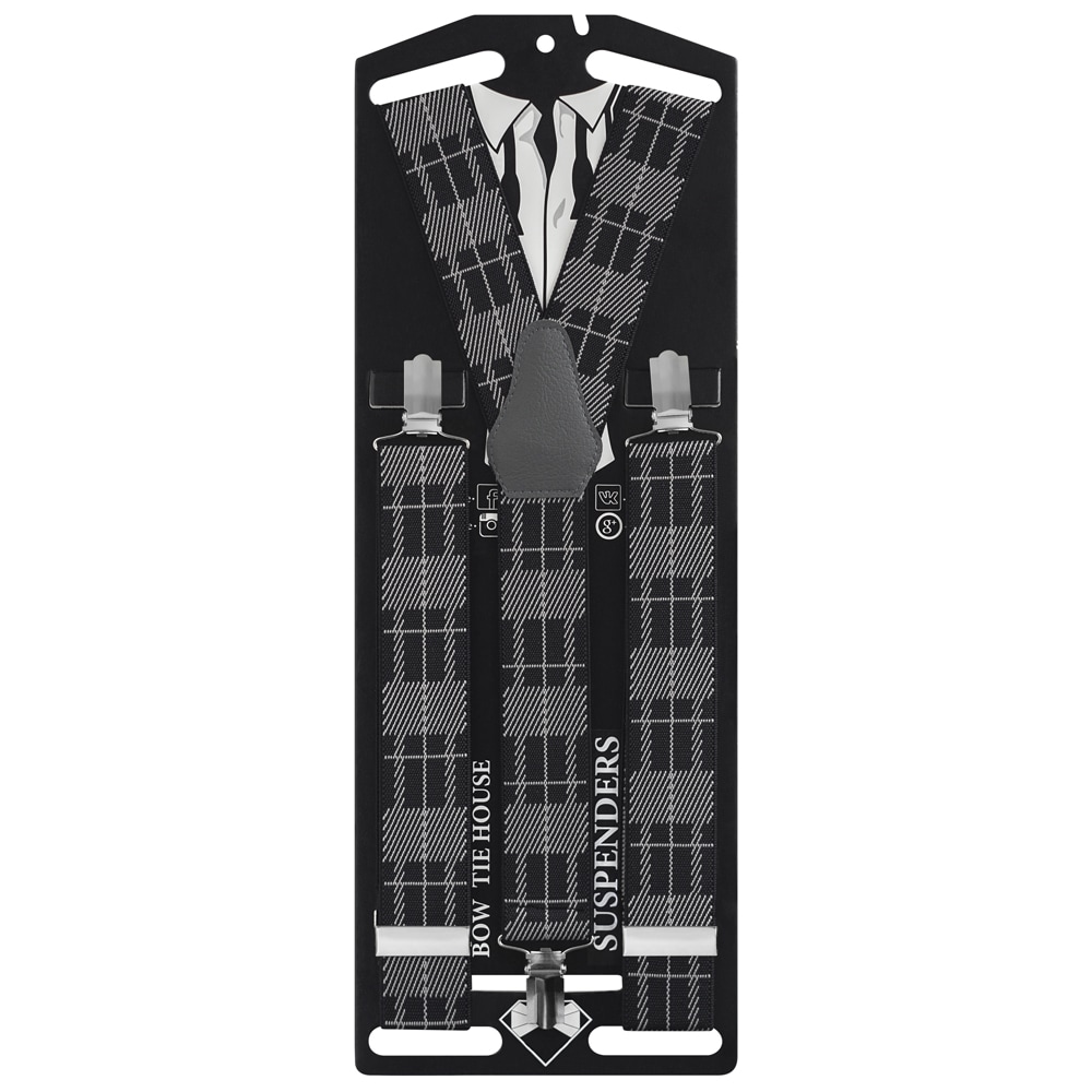 

Подтяжки Bow Tie House длинные галстучные черные Plaid pattern 10065L