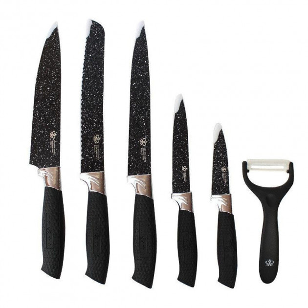 

Набор ножей с мраморным покрытием 6 в 1 Knife ART - B 0012 Черный (par_B 0012)