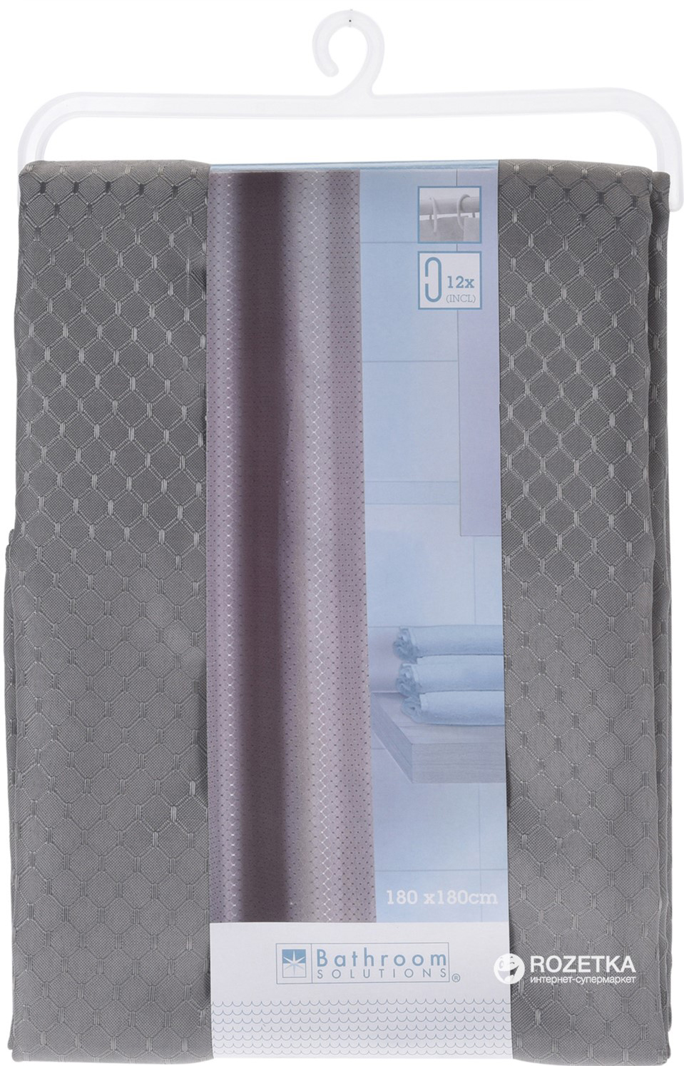 

Шторка для ванной Bathroom solutions Ромбы 180x180 см Серая (CY2210430_gray)