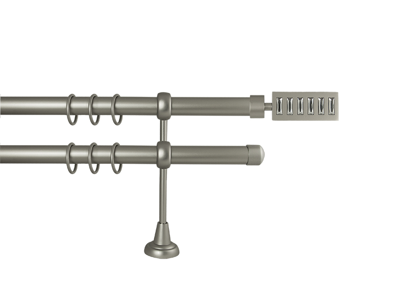 

Карниз двурядный 19 мм Эскала 3,00м Серебро матовое ( 6694676220130 )