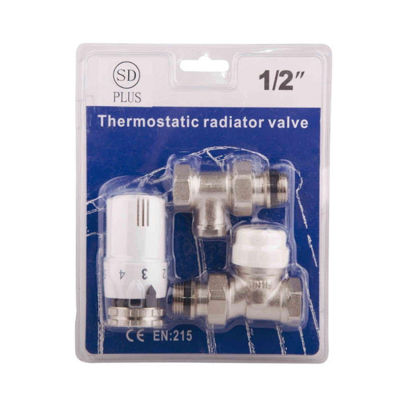

Комплект Радиаторных Кранов Sd Plus С Термоголовкой 1/2" Прямой