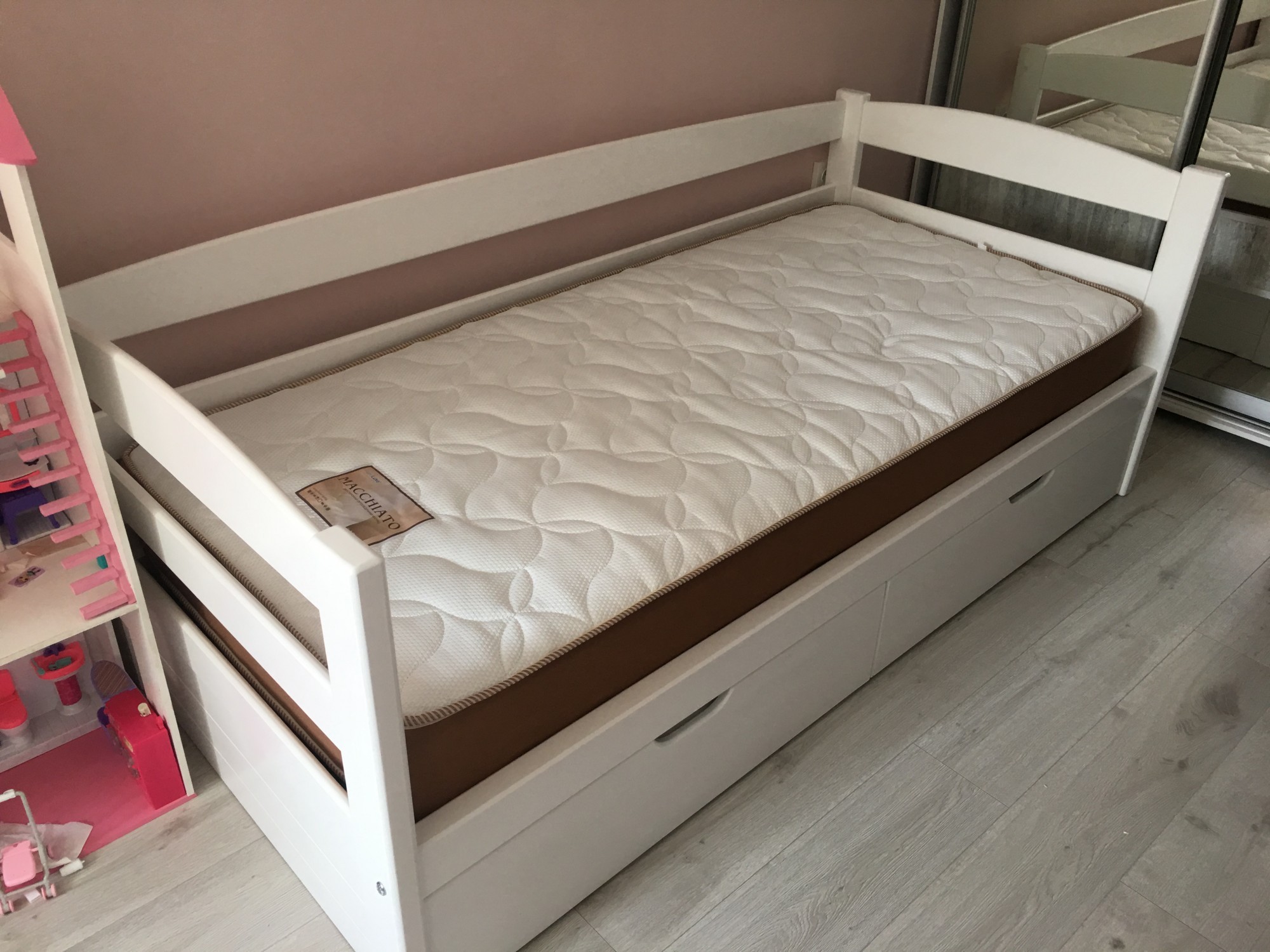 

Детская кроватка WoodHouse Скай 1900х800 с ящиками белая натуральное дерево