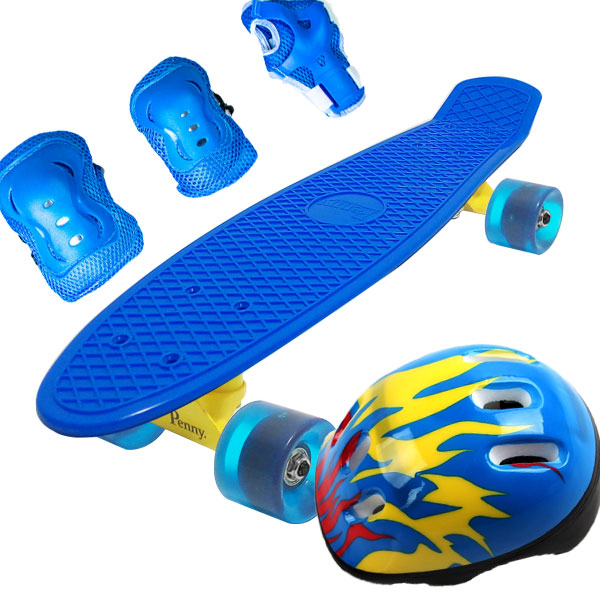 

Скейт Penny Classic 22" Combo Набор (защита + шлем) Синий светящиеся Голубой Огонь (2T2029)