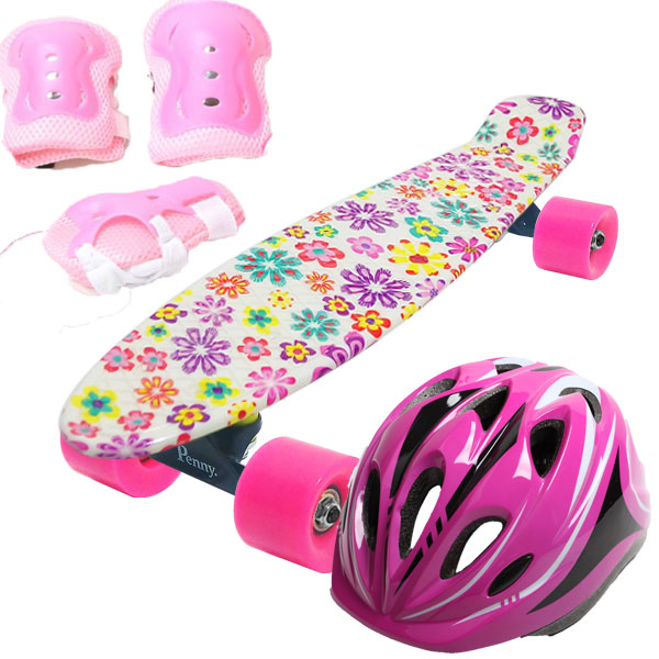 

Скейт Penny Style 22" Combo Набор (защита + шлем) светящиеся Flovers Mix (2T2034)