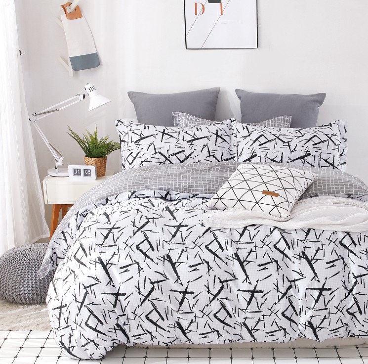 

Постельное белье CottonTwill Сатин Монохром 1-спальный Черно-белое 145x215 см