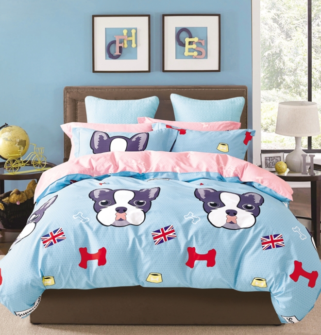 

Постельное белье CottonTwill Сатин Бульдог 1.5-спальный Голубой 145x215 см ( FB388CT)
