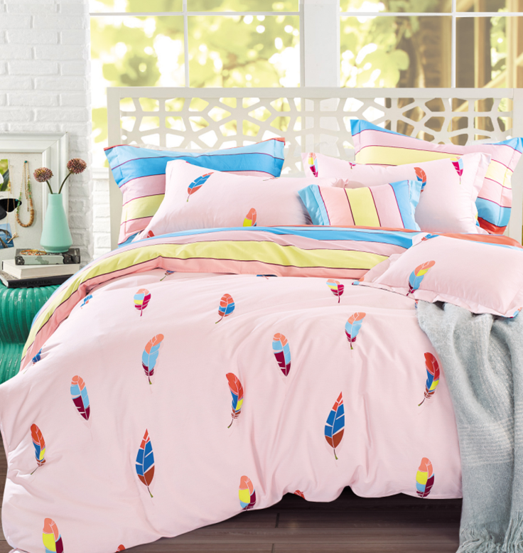 

Постельное белье CottonTwill Пёрышки 1-спальный Розовый 145x215 см ( FB770CT)