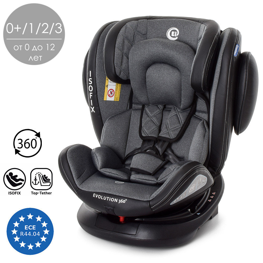 

Автокресло ISOFIX El Camino ME 1045 EVOLUTION 360° Royal Dark Gray, группа 0+/1/2/3, 0-36 кг