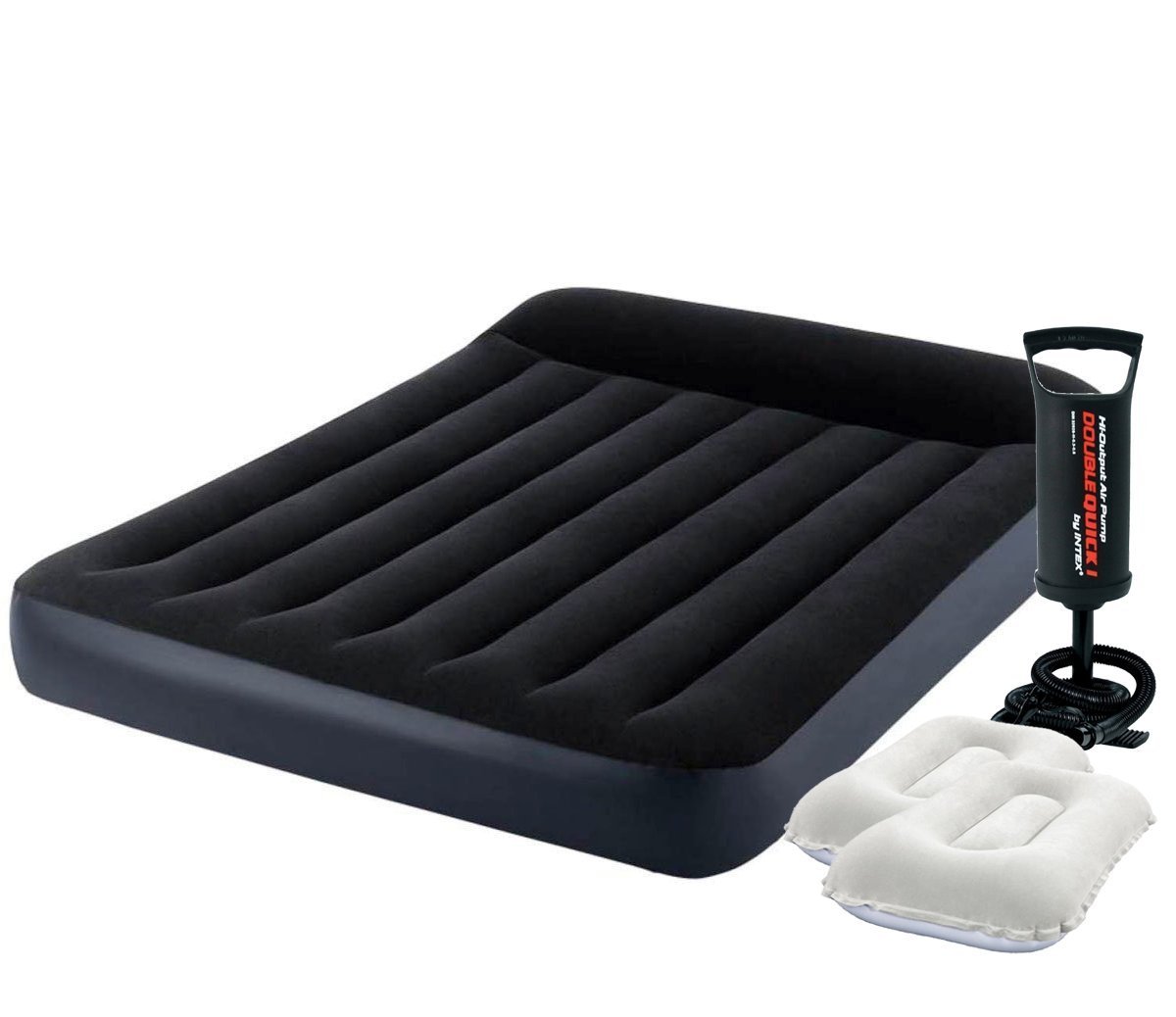 

Надувной матрас Intex 64142-2 Pillow Rest Classic полуторный с подушками и ручным насосом (137х191х25) черный (in-64142-2)