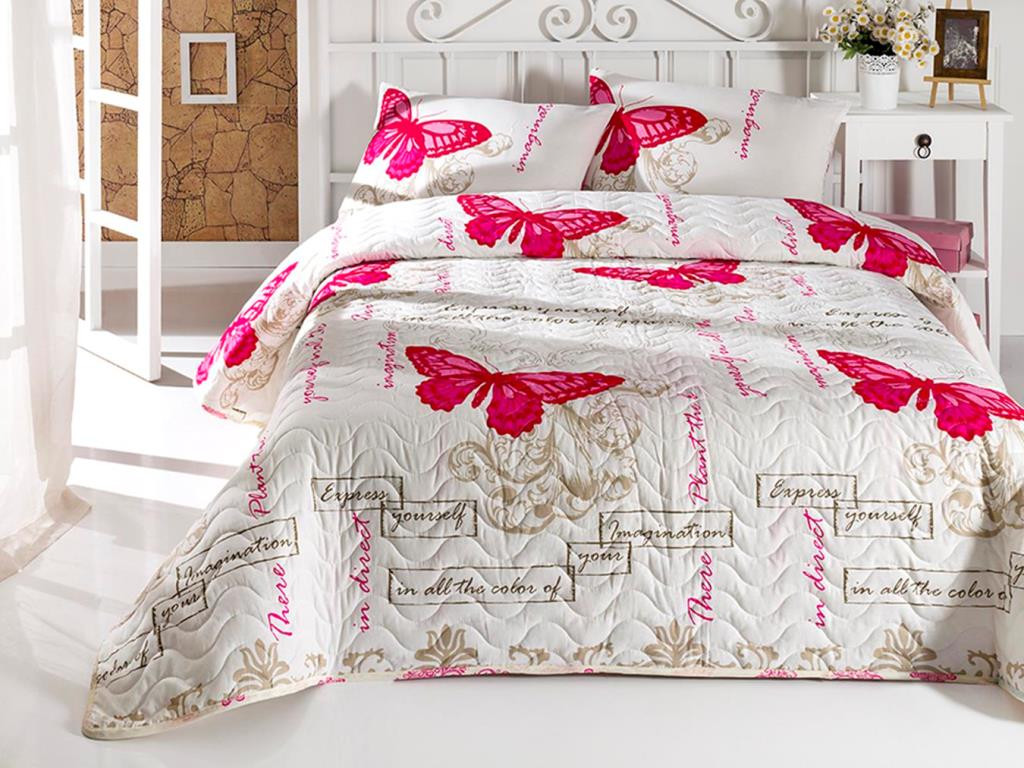 

Покрывало стеганное с наволочками Eponj Home - Coconа крем 200*220