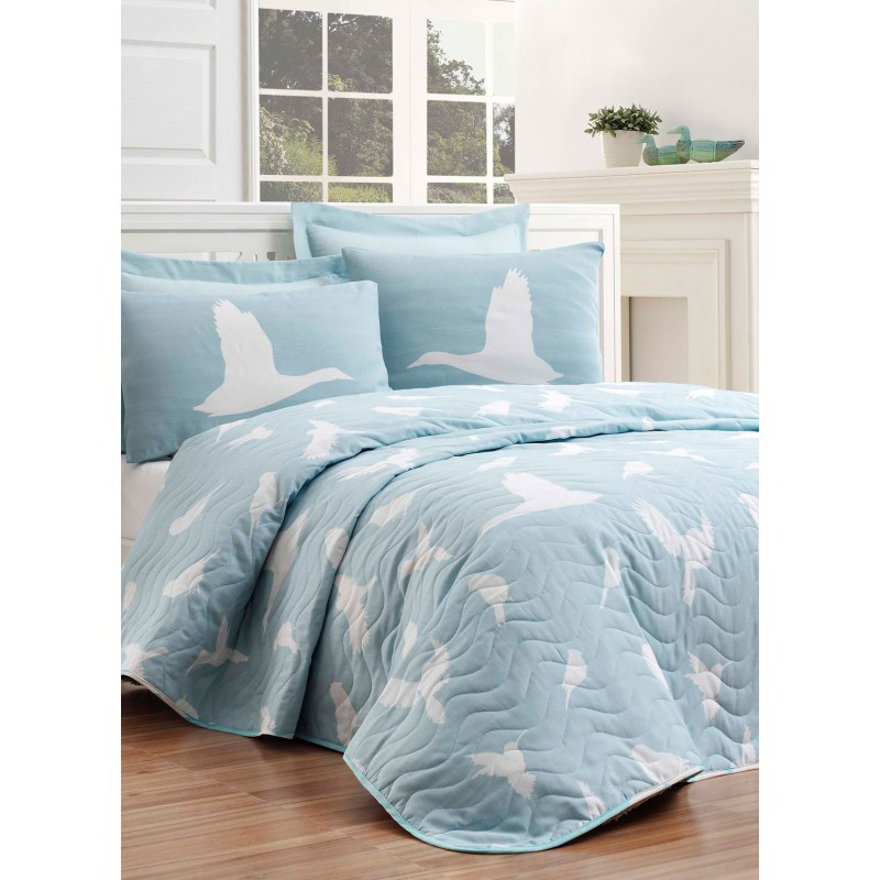 

Покрывало стеганное с наволочками Eponj Home - Enya mint 200*220