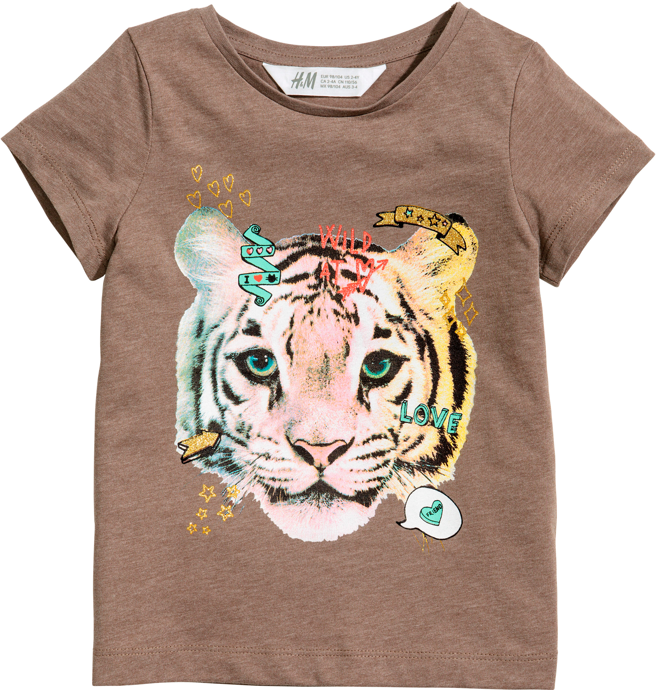 

Футболка H&M 4916806 98-104 см Коричневый тигр
