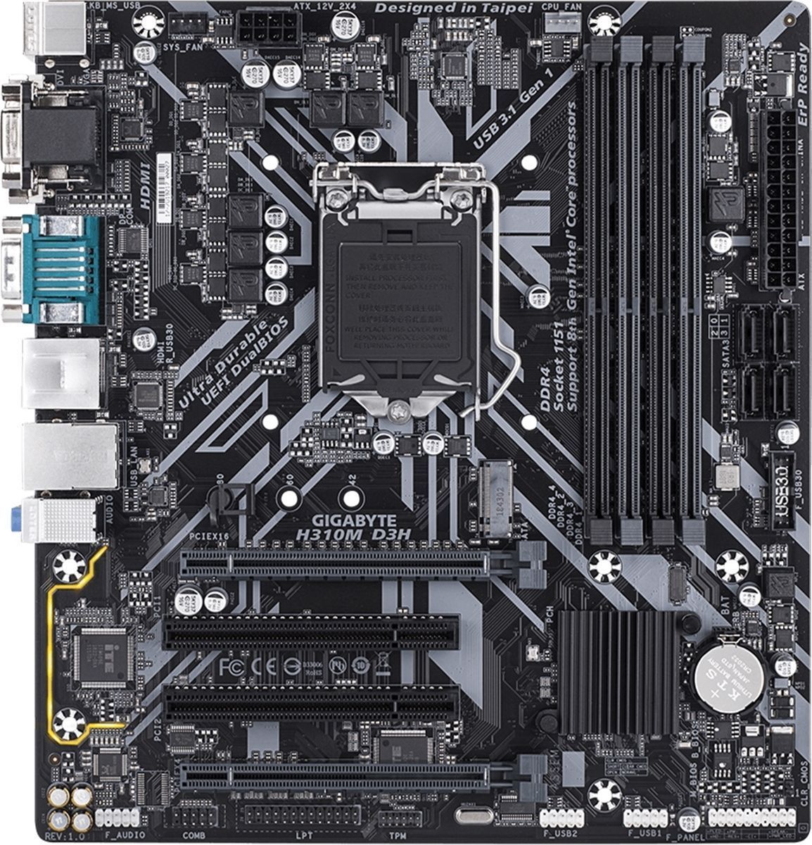 

Материнская плата Gigabyte H310M D3H (s1151, Intel H310, PCI-Ex16)