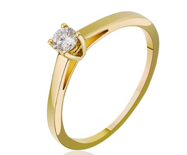 

Кольцо из желтого золота с бриллиантом "Воплощение изысканности", КД7464/2, 15.5 размер