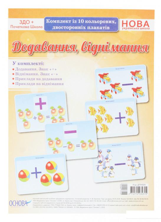 

Книга Додавання, віднімання. Комплект із 10 кольорових двосторонніх плакатів (1221888)