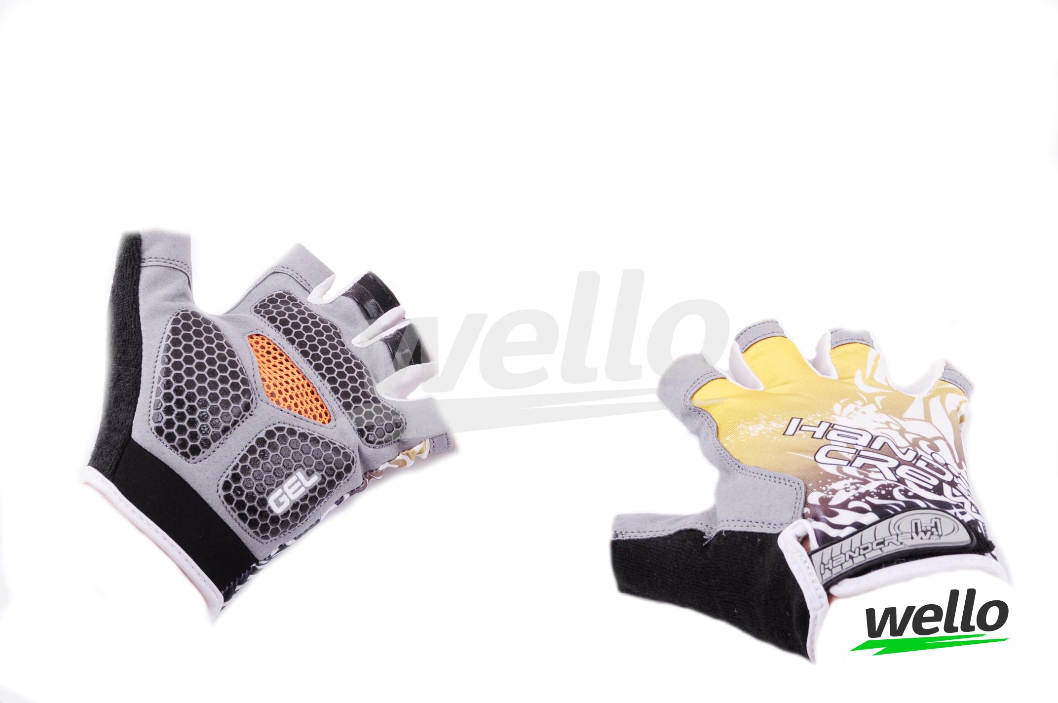 

Перчатки без пальцев (mod:1, size:XL, гелевые подушки, желтые) HAND CREW