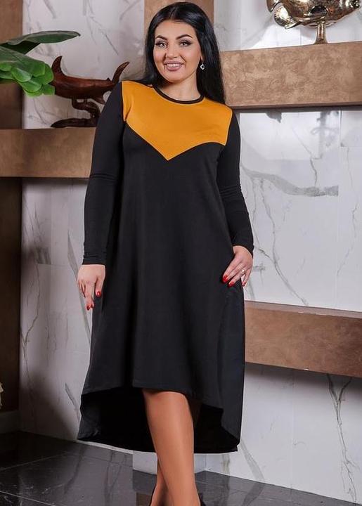 

Платье G&M k-64223 - Размер цвет черный/горчица, Платье G&M k-64223 62-64 Размер цвет черный/горчица