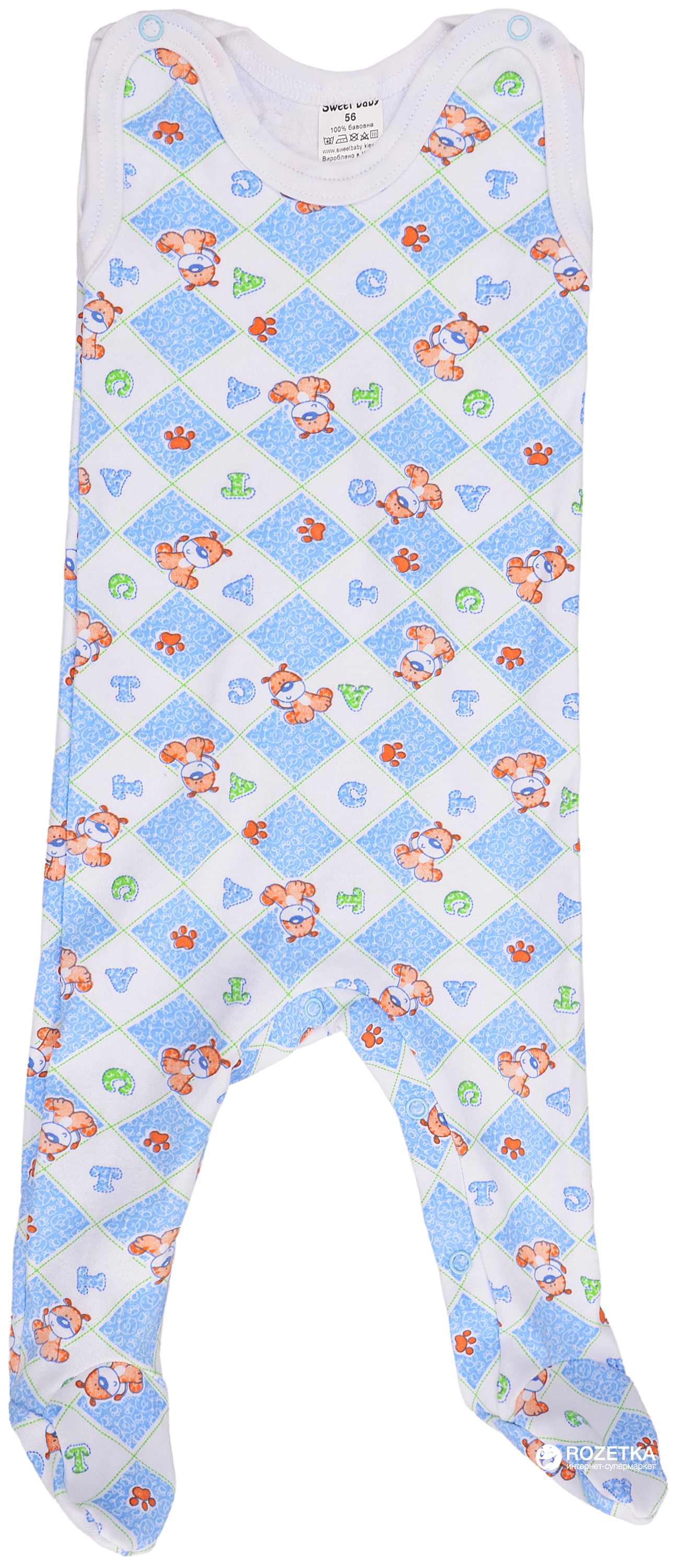 

Ползунки Sweet baby 013.496.1 Тигры 56 см Белые с голубым