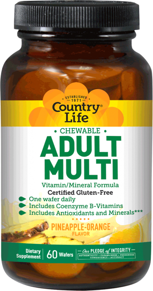 

Витаминно-минеральный комплекс Country Life Adult Multi для взрослых вкус Ананаса 60 жевательных таблеток (015794080305)