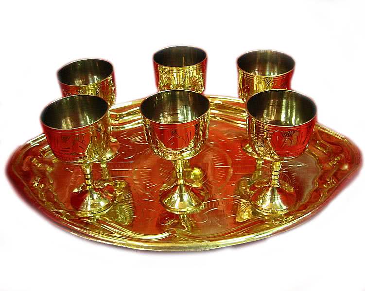 

Рюмки Бронзовые Желтые (Н-Р 6Шт./80Мл.) (H-8 См Поднос 30,5Х20 См) 1840