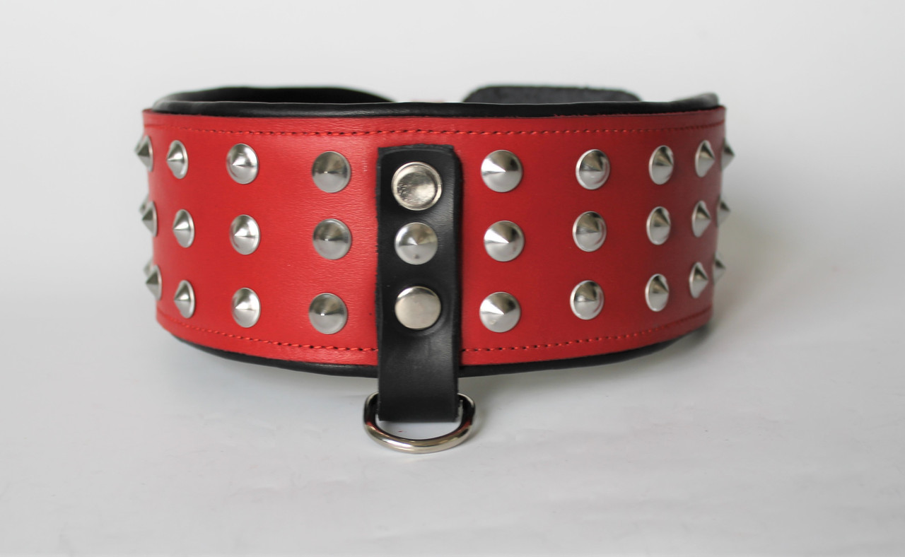 

Кожаный ошейник с маленькими шипами Lockdog XL (56-70 см) (zoo0000353) Красный