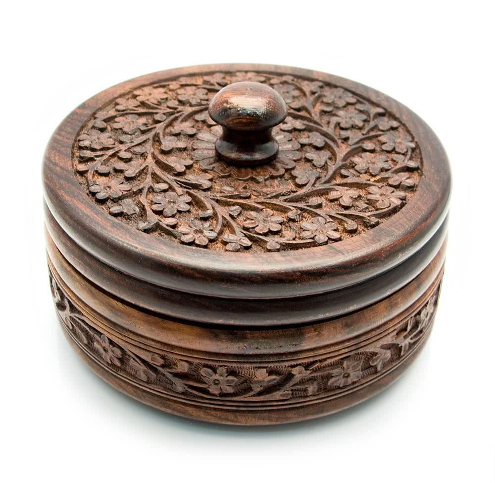 

Шкатулка Круглая Розовое Дерево (D-15.3,h-9 См)(6") 18104