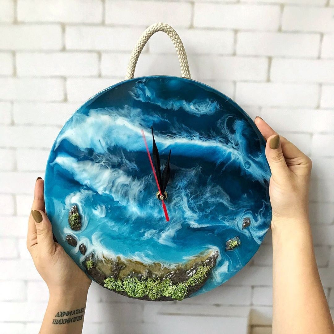 

Дерев`яний годинник "морський прибій" 30 см