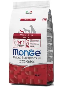 

Сухой корм для взрослых собак маленьких пород Monge DOG Mini Adult курица с рисом 3 кг