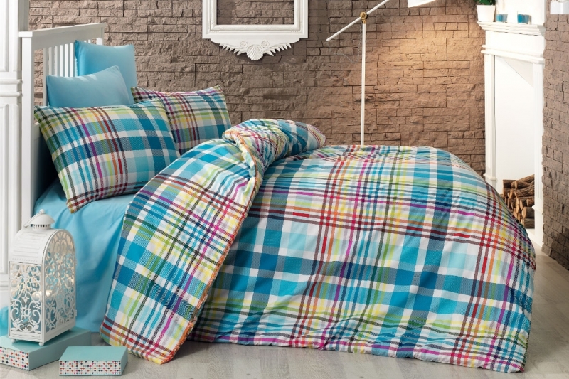 

Постельное белье Majoli Multicolor v1 Голубой 200х220