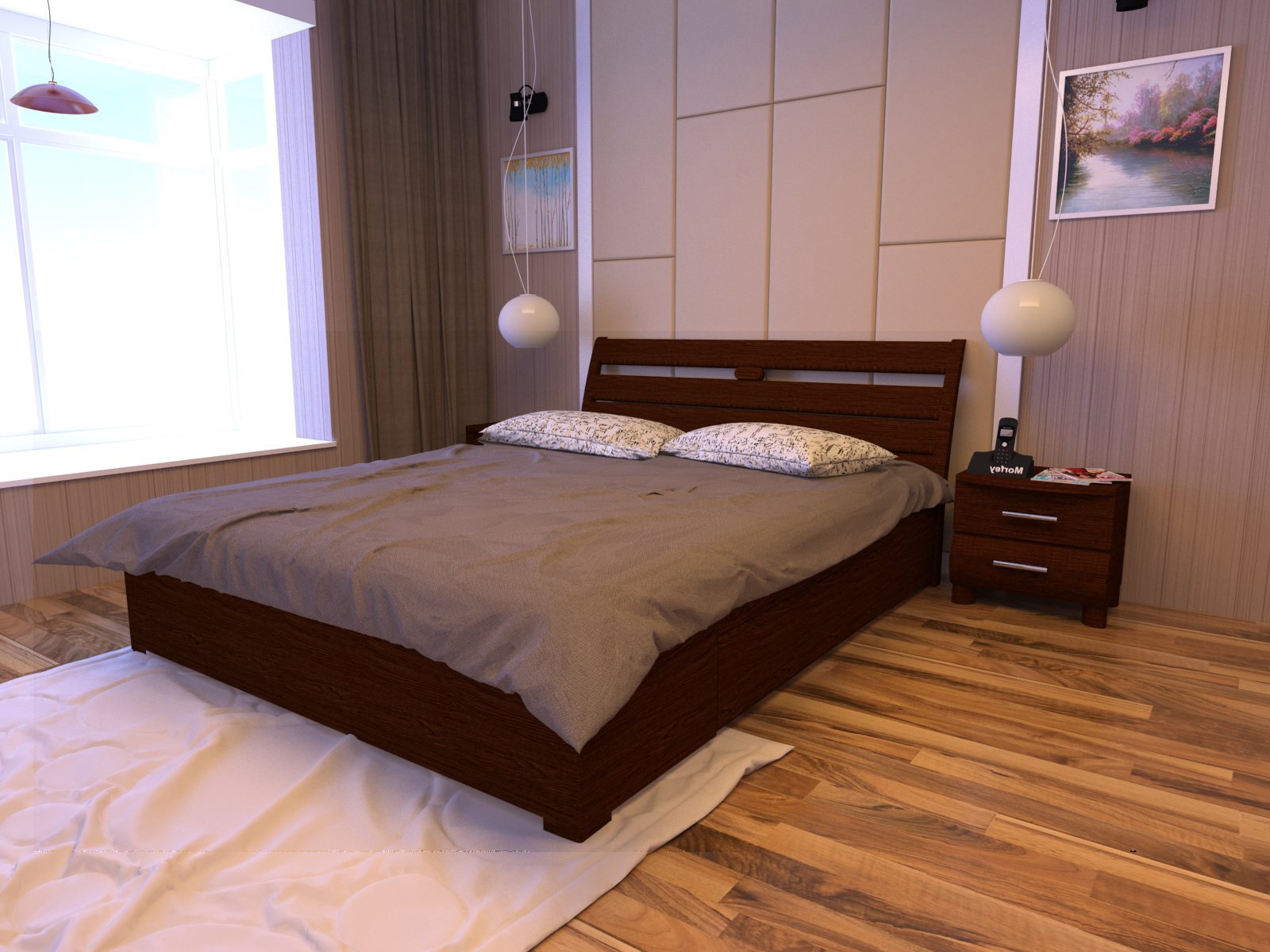 

Кровать двуспальная Натали Плюс Morfey Подъемный механизм Ясень массив Темный орех 160x190 см R094-0303