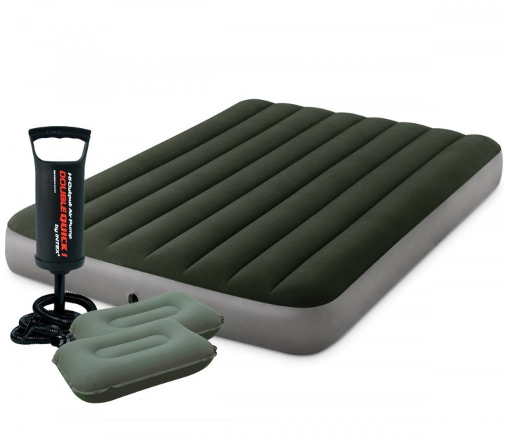 

Новинка 2020! Надувной матрас Intex 64108-1 Pillow Rest Classic полуторный с двумя подушками и ручным насосом (137х191х25) зеленый