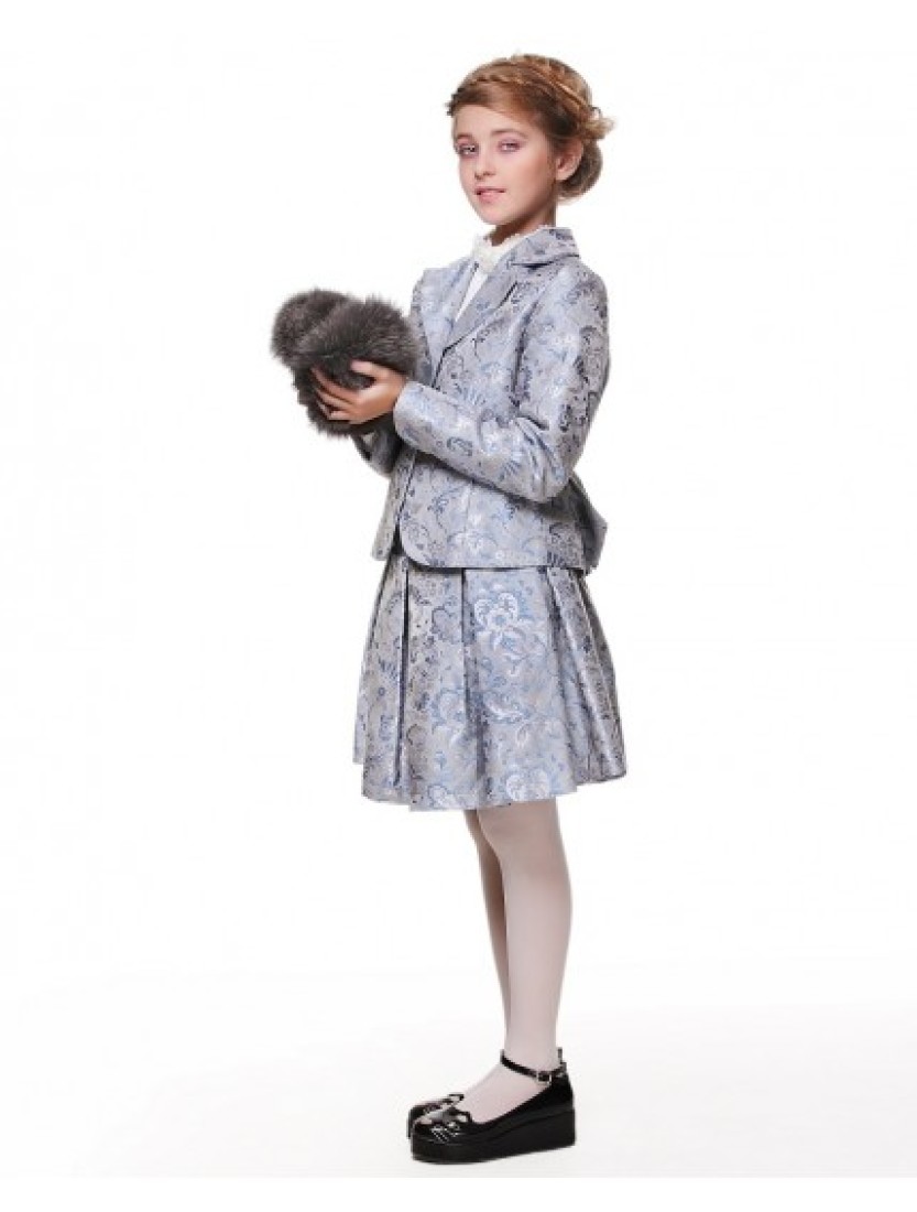 

Костюм для девочек Lukas Kids жакет и юбка жаккард 134 голубой(5415)