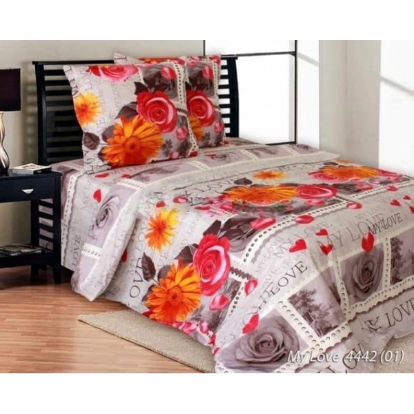 

Комплект постельного белья из бязи Моя любовь CottonTwill Евро 220х240 см (Б008-4)