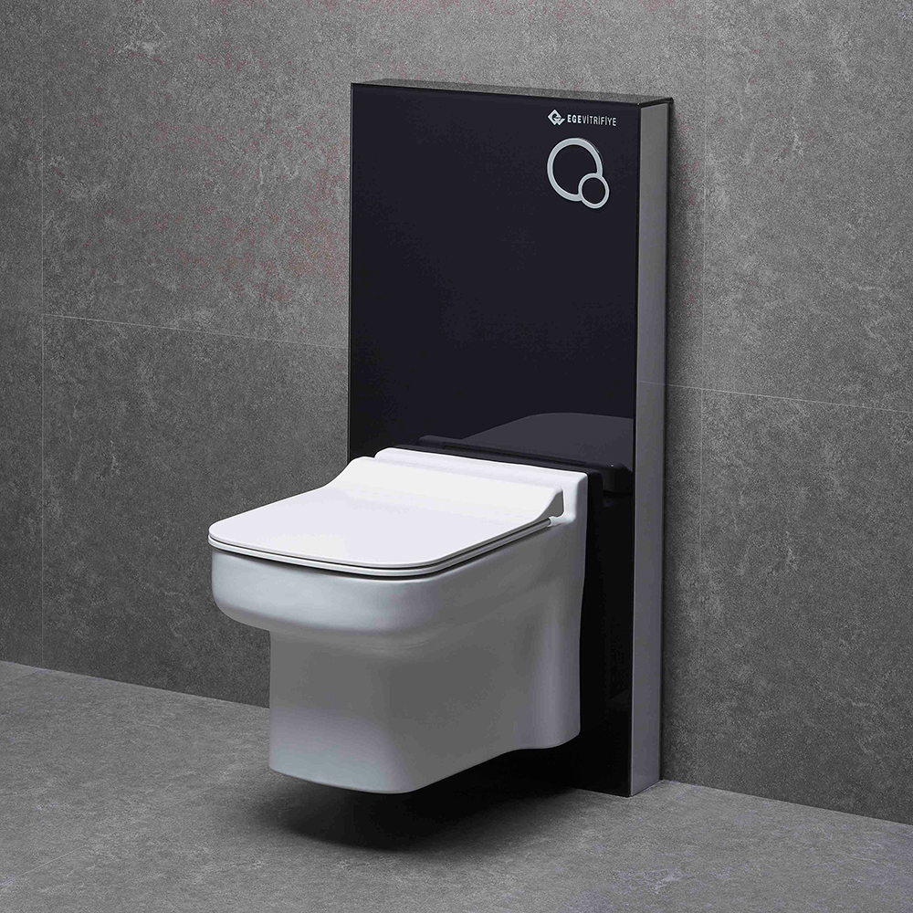 

Стеклянная инсталляция для подвесных унитазов Ege Vitrifiye Black EVB3292