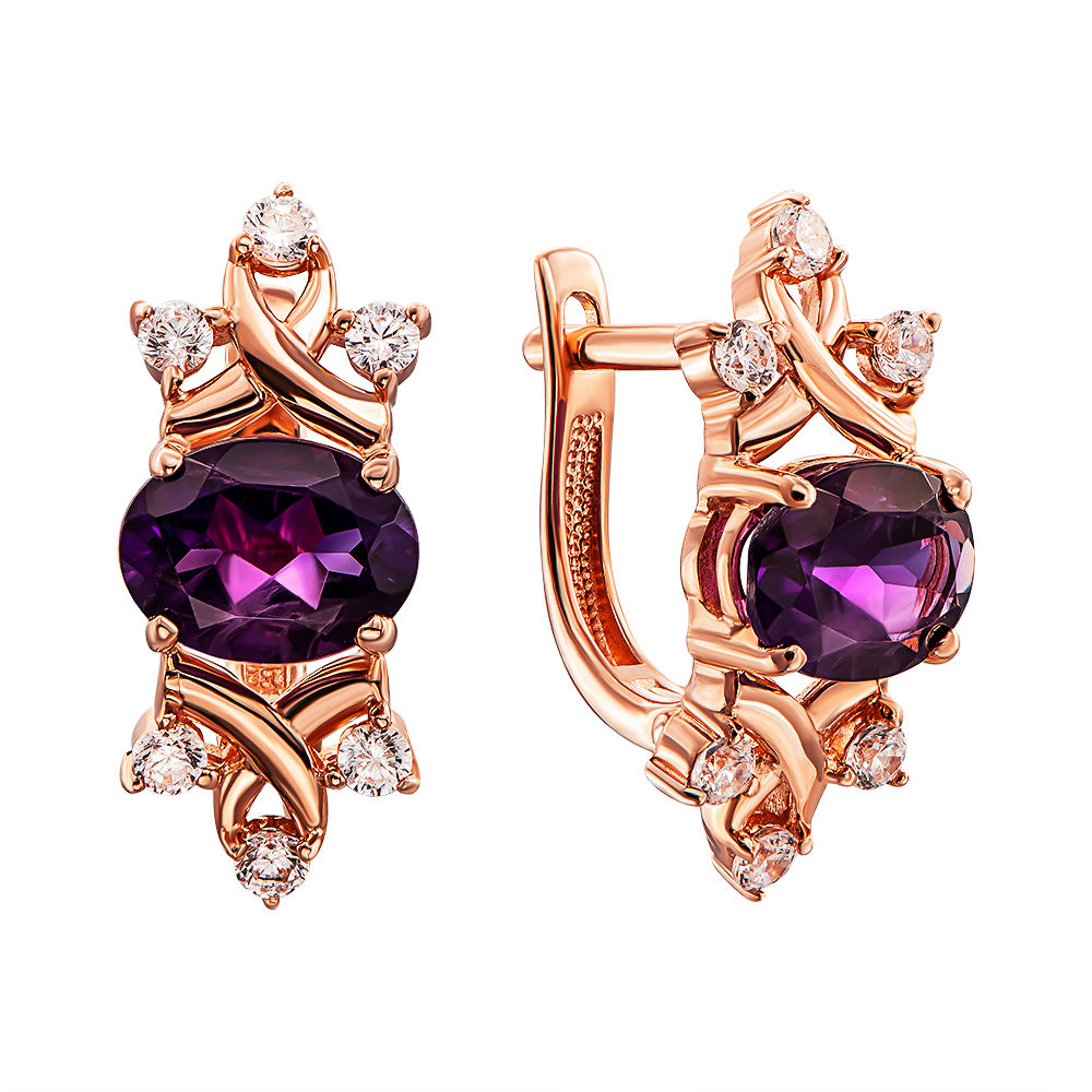 

Серьги из красного золота с аметистами и цирконием 000136216 000136216