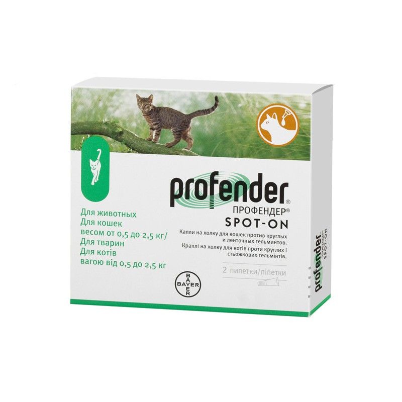 

Капли Profender Профендер для кошек до 2,5 кг, 2 пипетки