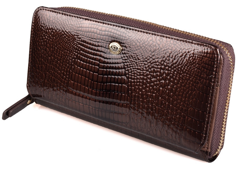

Женский кожаный кошелек клатч на молнии с визитницей SТ S7001A Dark Brown