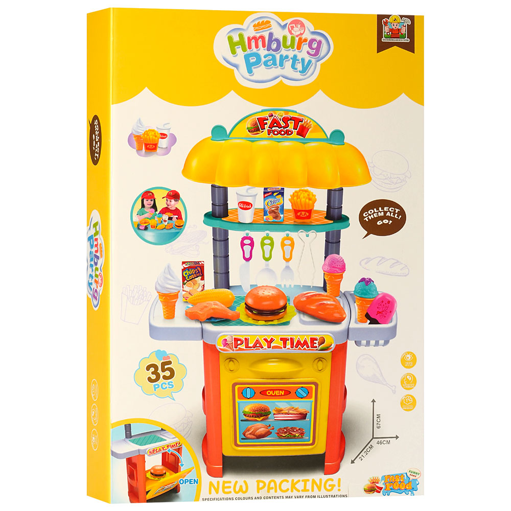 

Набор магазин Kids Toys 36778-111 "Фаст-фуд" с набором посуды и сладостей на липучках 35 элементов Желтый