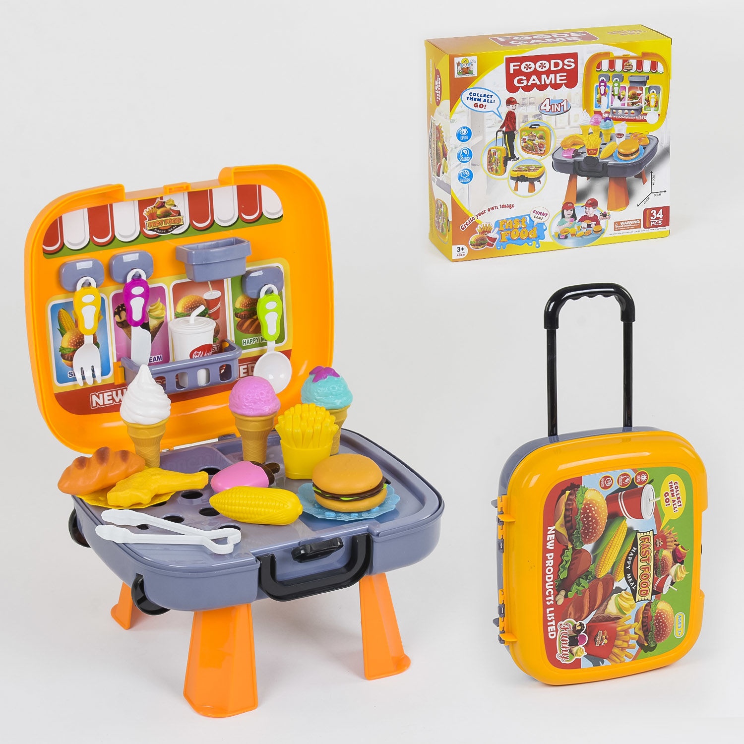 

Игровой набор Kids Toys 36778-97 Фаст-фуд в чемодане 34 элемента Оранжевый