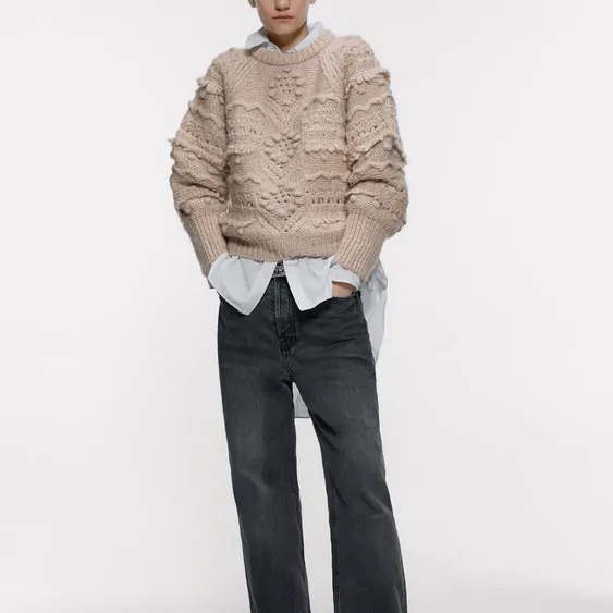 

Джемпер женский с фактурным узором Texture Berni Fashion (L) Бежевый