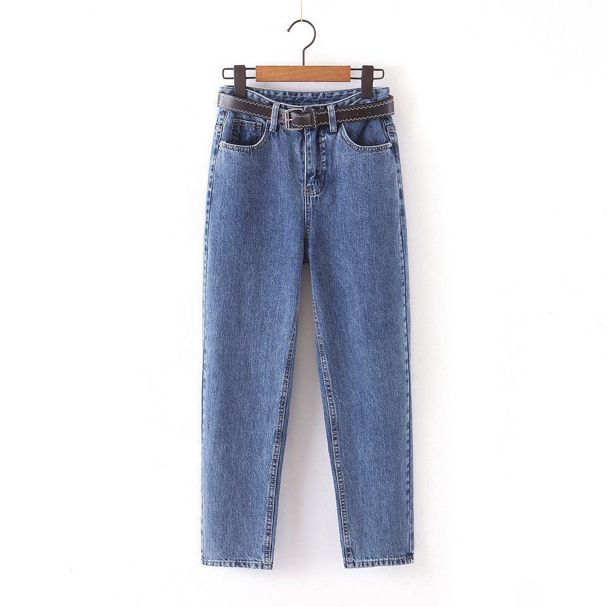 

Джинсы женские mom jeans с поясом Sea Berni Fashion (XL) Синий