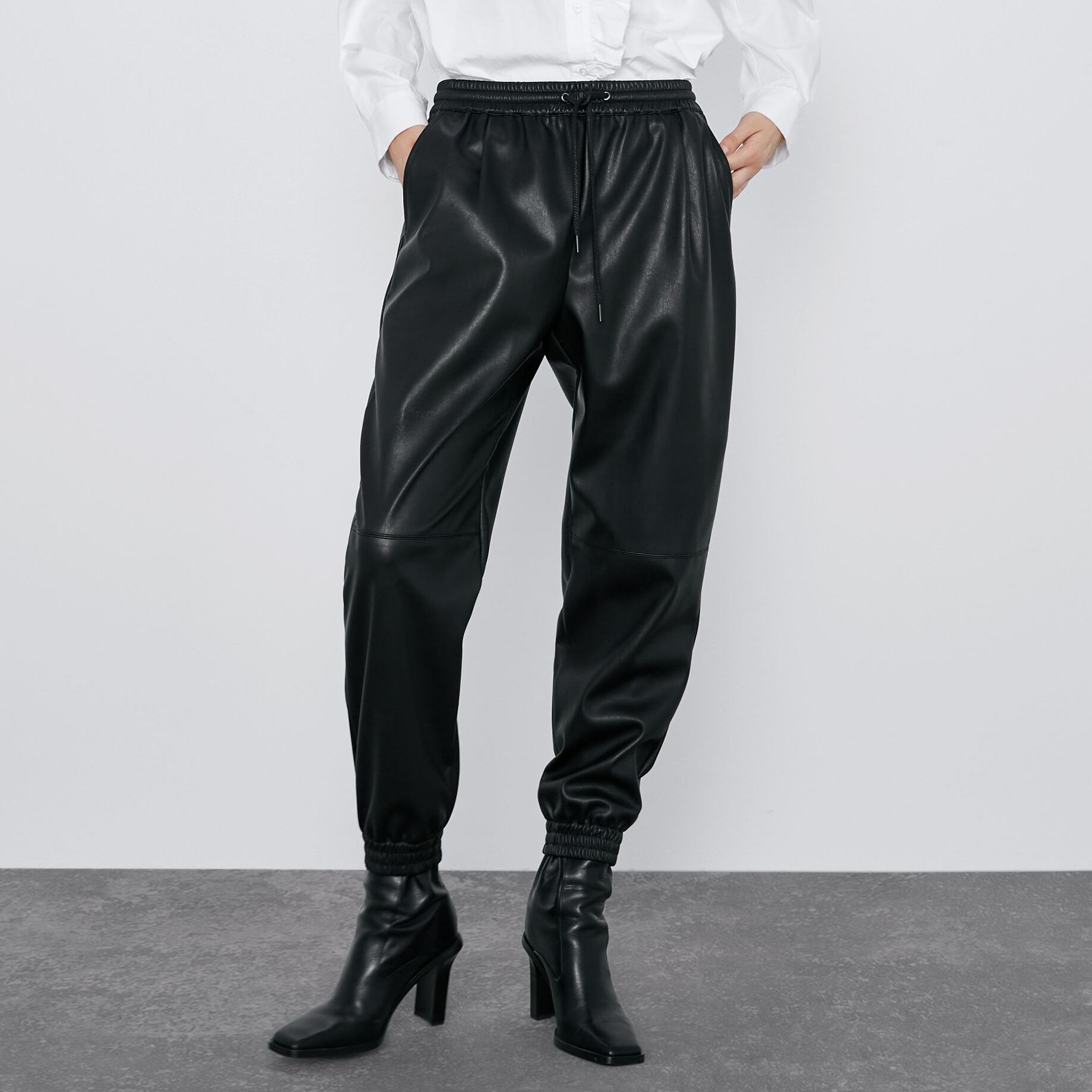 

Брюки-джоггеры женские из искусственной кожи Trendy Berni Fashion (M) Черный